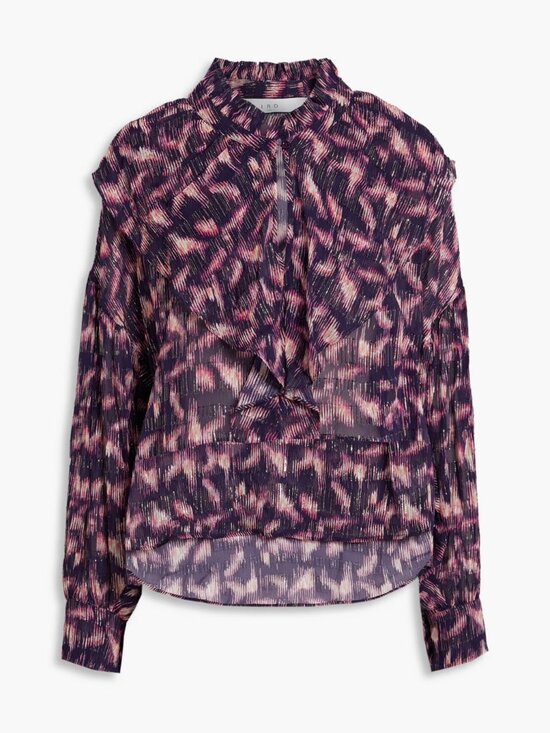 IRO Tops - $525 IRO Tchami ruffled printed fil coupé georgette blouse NWT Size FR 34 / US 2